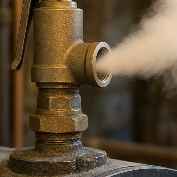 Closed pressure valve retaining internal pressure — detail
